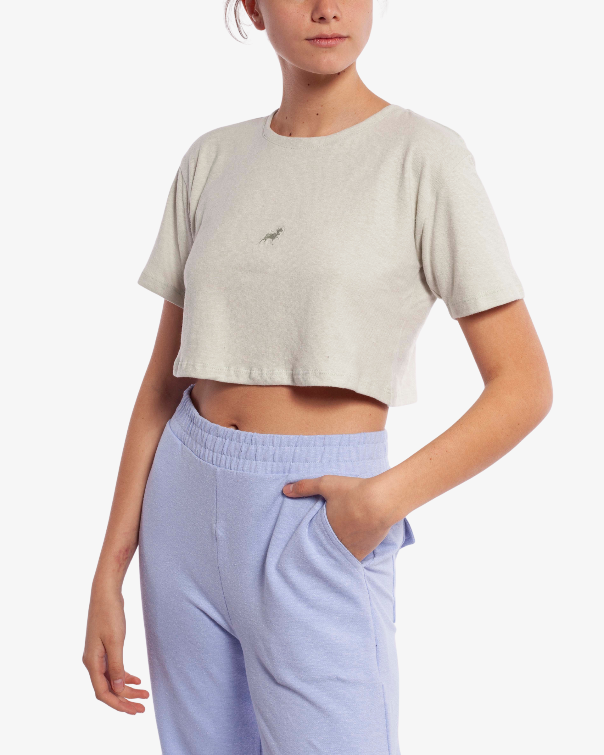 HEMP IRIS CROPPED TEE - VERDE CLARO