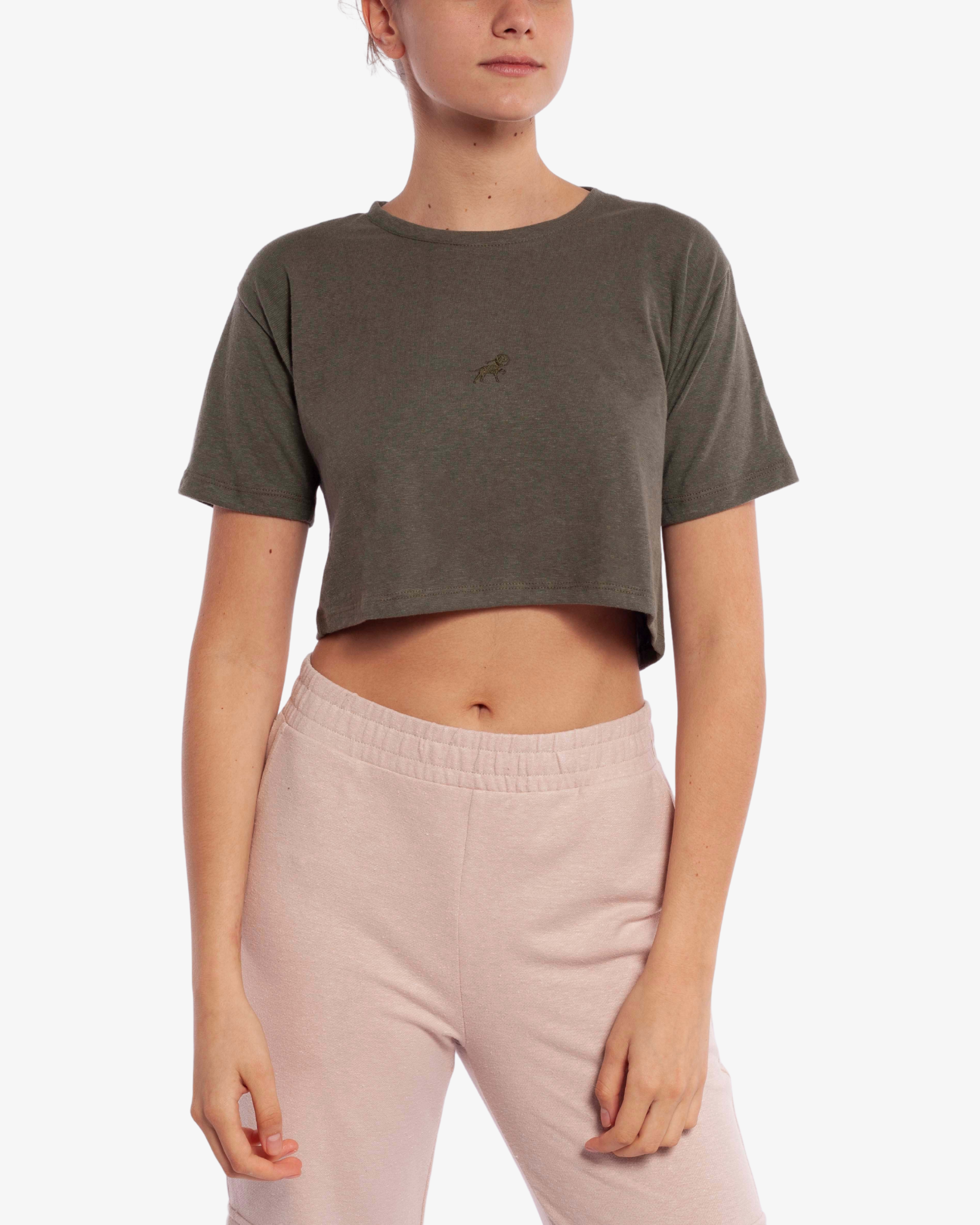 HEMP IRIS CROPPED TEE - VERDE