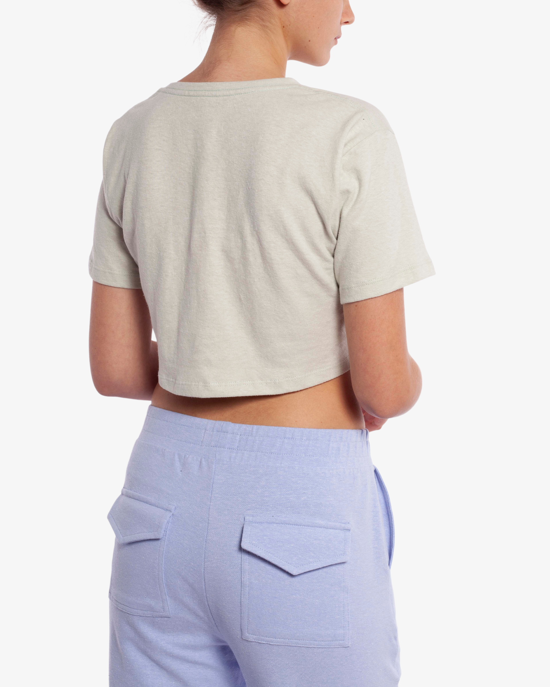 HEMP IRIS CROPPED TEE - VERDE CLARO