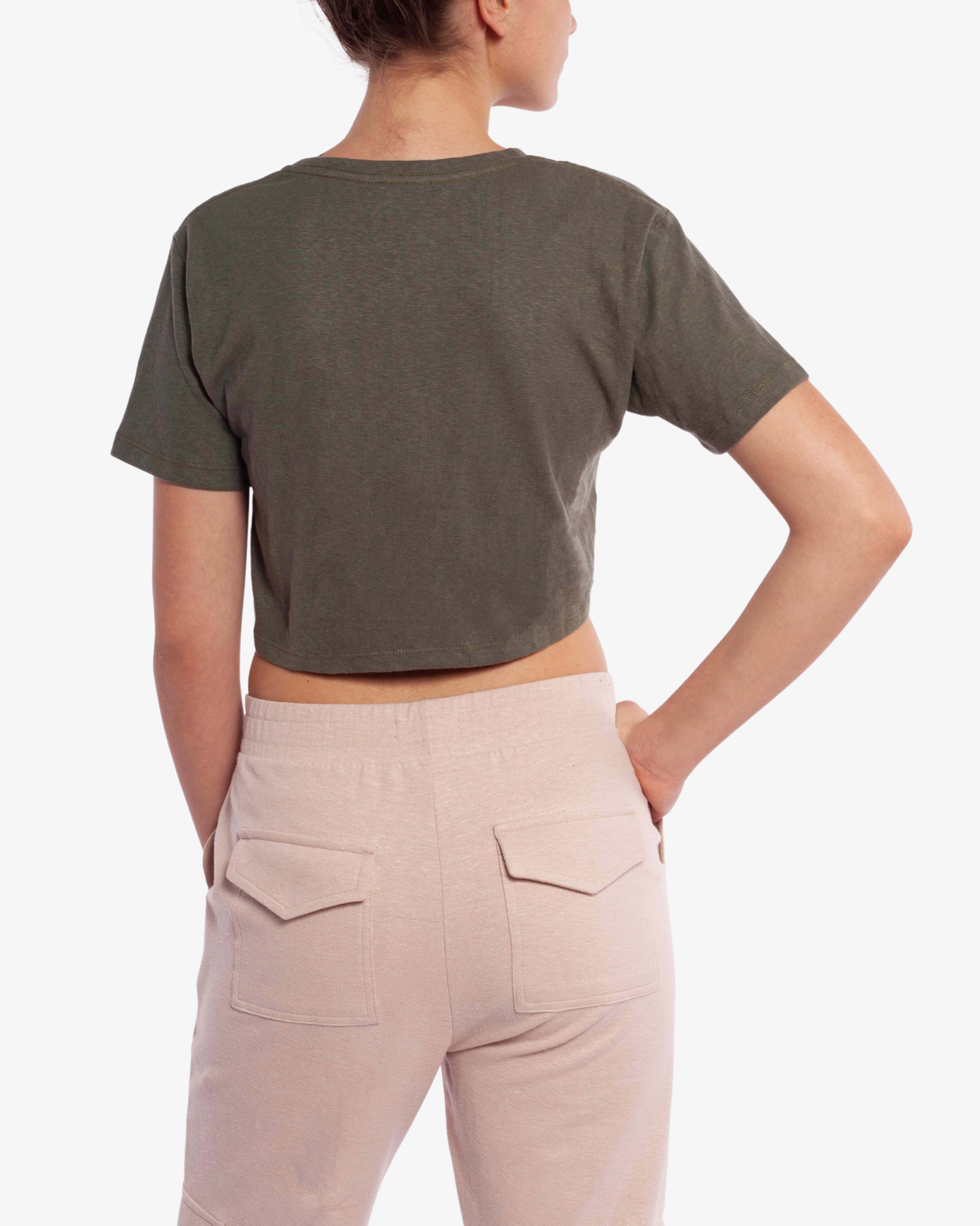 HEMP IRIS CROPPED TEE - VERDE